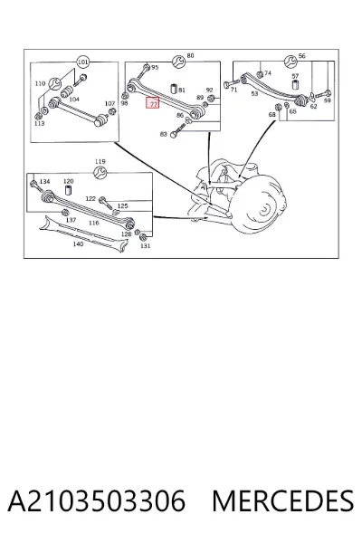 Brazo superior de suspensión trasera izquierdo/derecho MERCEDES A2103503306