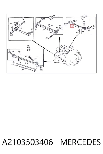 Brazo superior de suspensión trasera izquierdo/derecho MERCEDES A2103503406