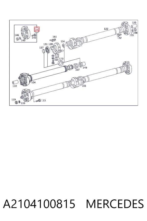 Acoplamiento elástico delantero del cardán A2104100815 Mercedes