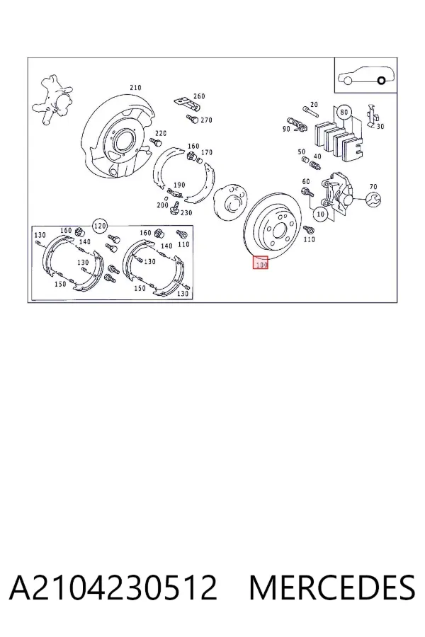 Disco de freno trasero A2104230512 Mercedes