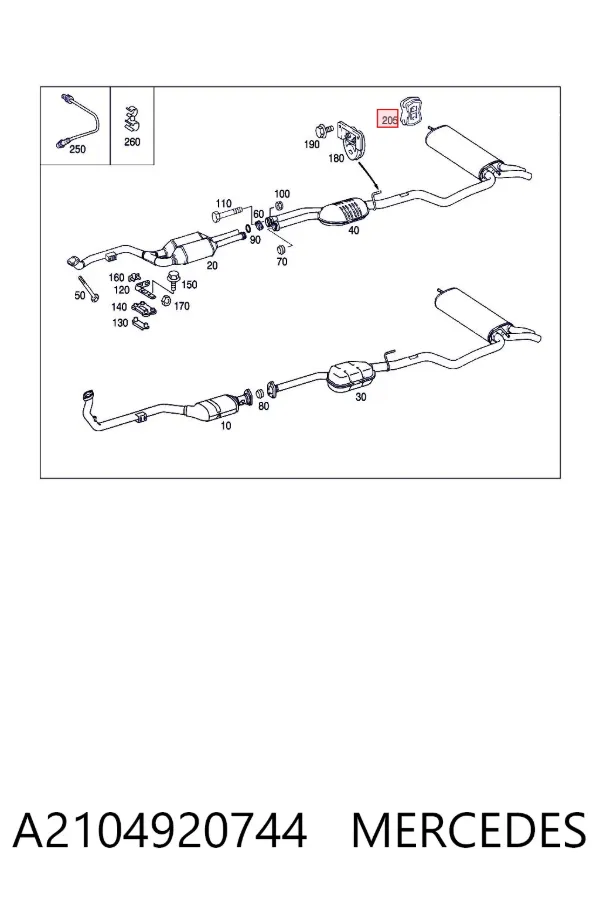 Soporte escape A2104920744 Mercedes
