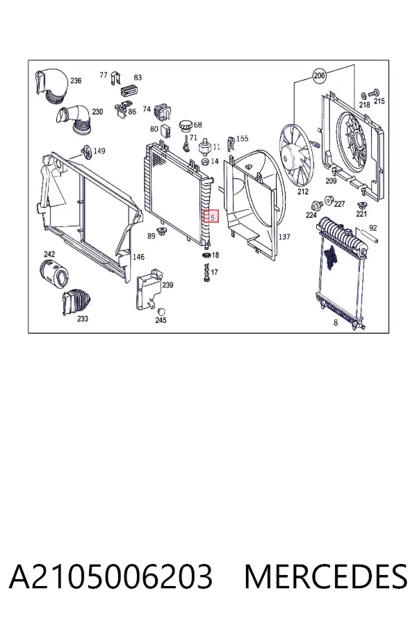 Radiador A2105006203 Mercedes