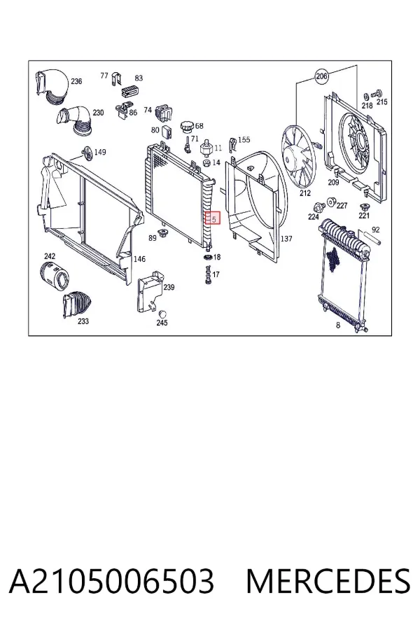 Radiador A2105006503 Mercedes