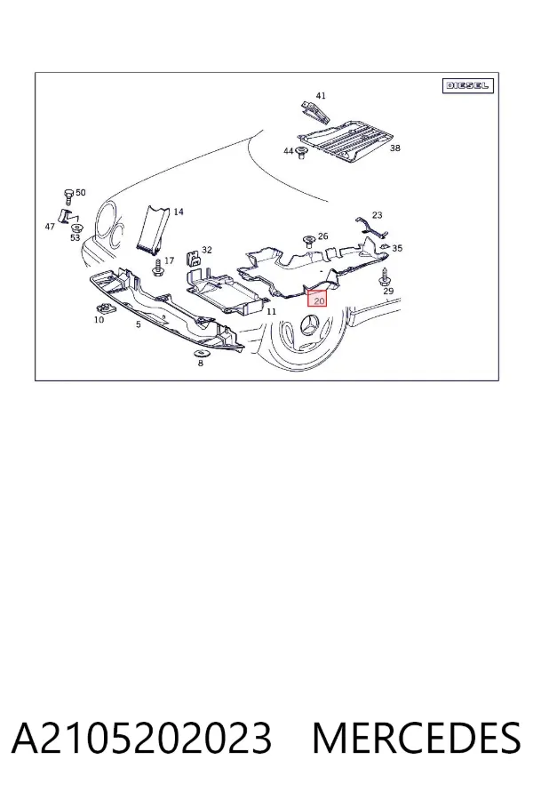 Protección de la caja de cambios A2105202023 Mercedes