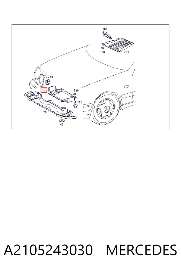 Protección motor / empotramiento A2105243030 Mercedes