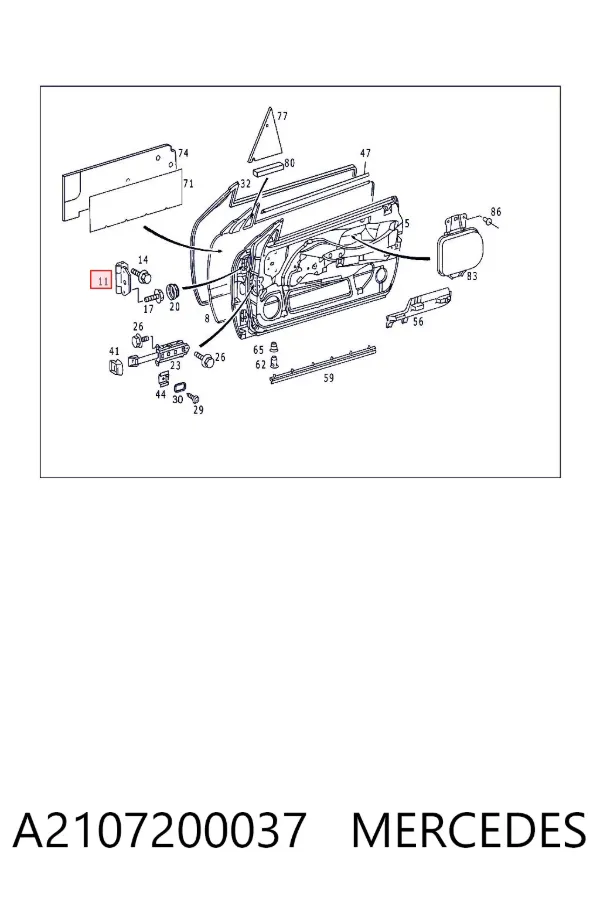 Bisagra de puerta delantera A2107200037 Mercedes