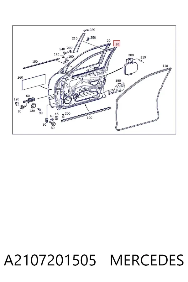 Puerta delantera izquierda A2107201505 Mercedes