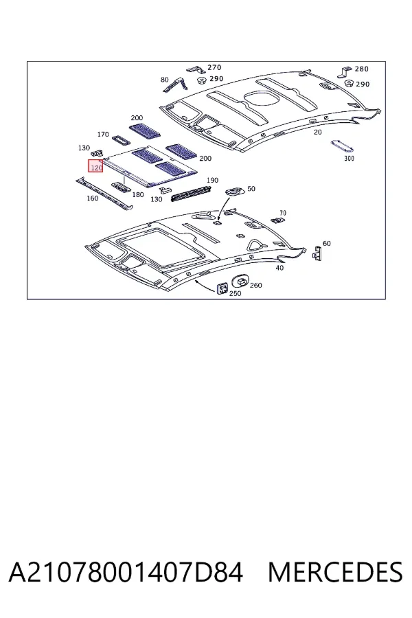 Techo interior A21078001407D84 Mercedes