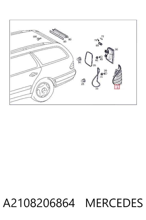 Piloto trasero exterior derecho A2108206864 Mercedes