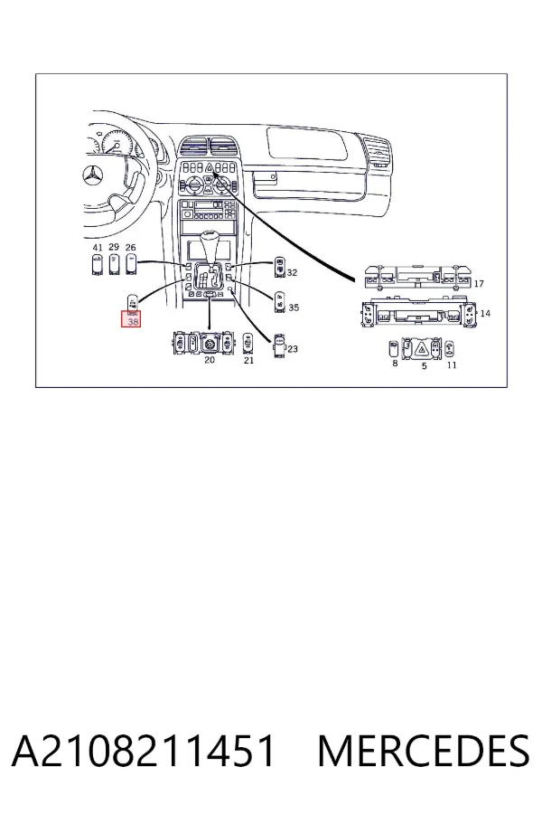 Botón de encendido del sensor de aparcamiento A2108211451 Mercedes