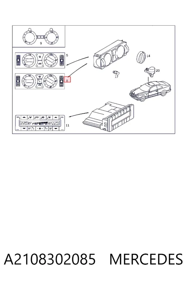Unidad de control aire acondicionado A2108302085 Mercedes