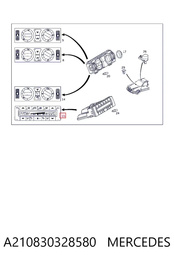Unidad de control aire acondicionado A210830328580 Mercedes