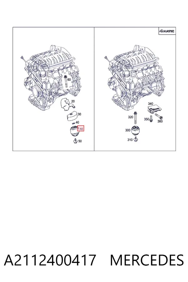 Soporte izquierdo del motor A2112400417 Mercedes