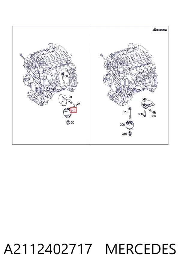 Soporte de motor derecho A2112402717 Mercedes