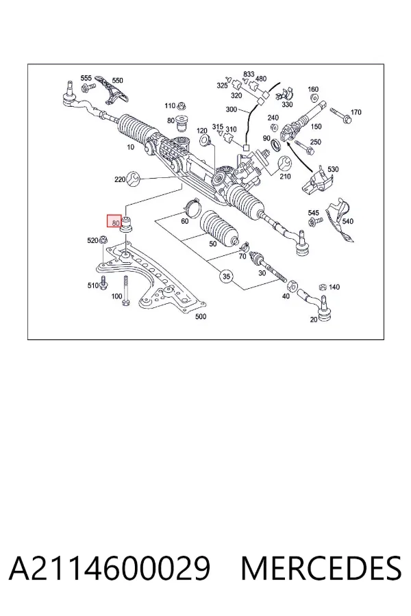 Silentblock de montaje de la cremallera de dirección A2114600029 Mercedes