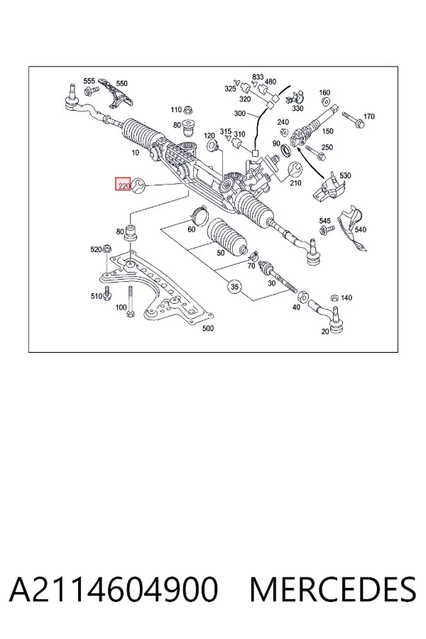 Kit de reparación, mecanismo dirección A2114604900 Mercedes