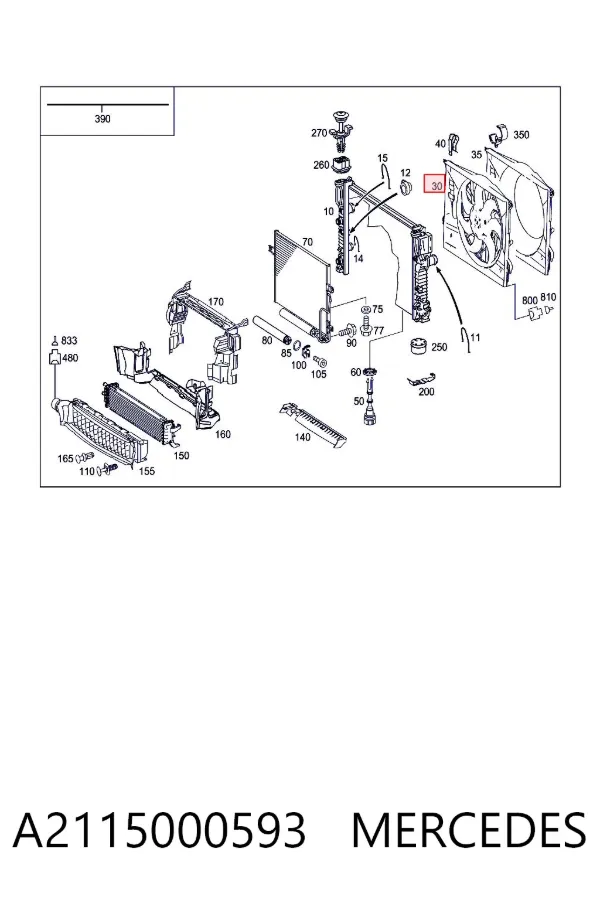 Ventilador de radiador A2115000593 Mercedes