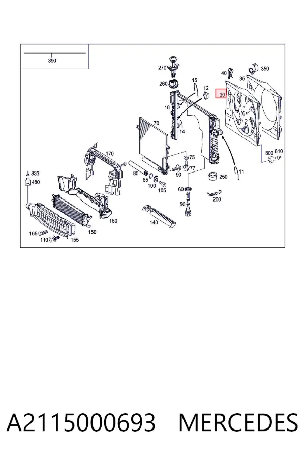 Ventilador de refrigeración completo derecho (motor y hélice) A2115000693 Mercedes