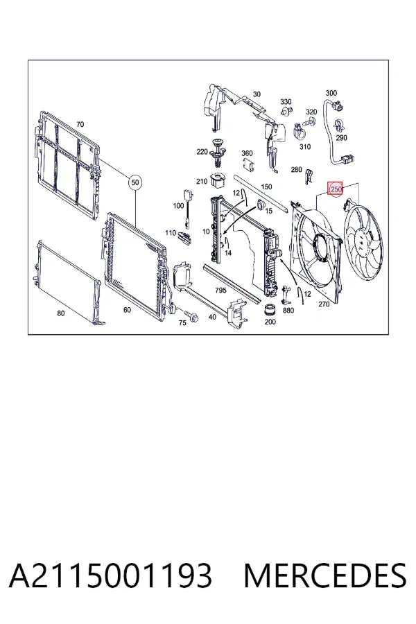 Ventilador de radiador A2115001193 Mercedes