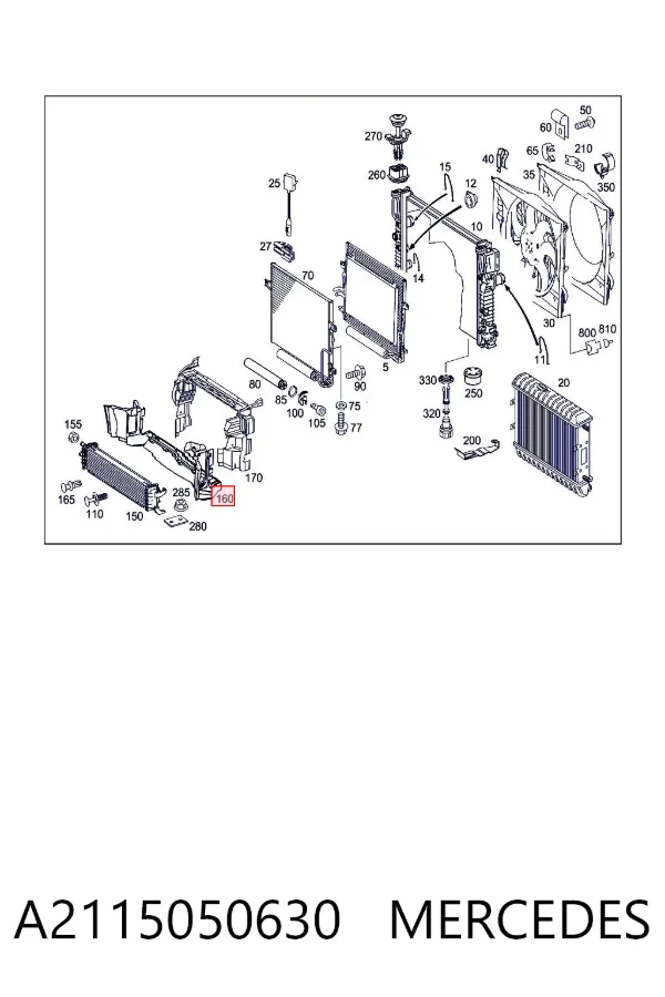 Difusor inferior del radiador de refrigeración A2115050630 Mercedes