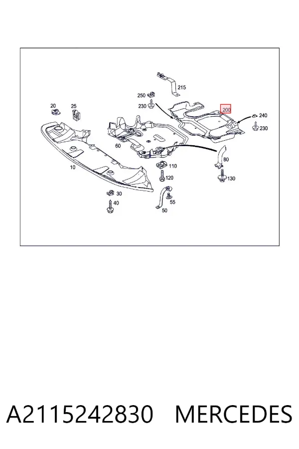 Protección motor / empotramiento A2115242830 Mercedes