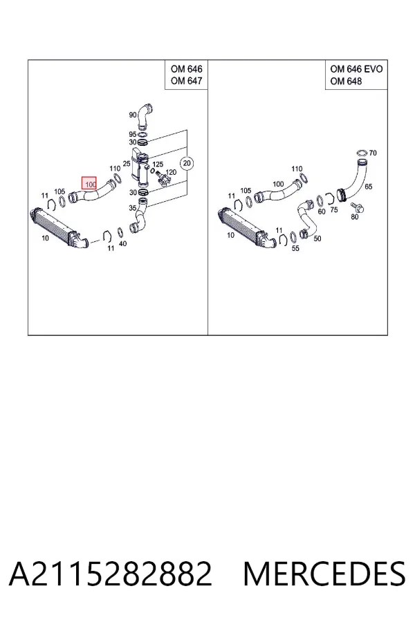 Tubo intercooler A2115282882 Mercedes