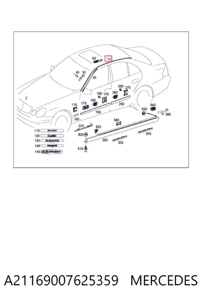 Moldura de techo izquierda MERCEDES A21169007625359