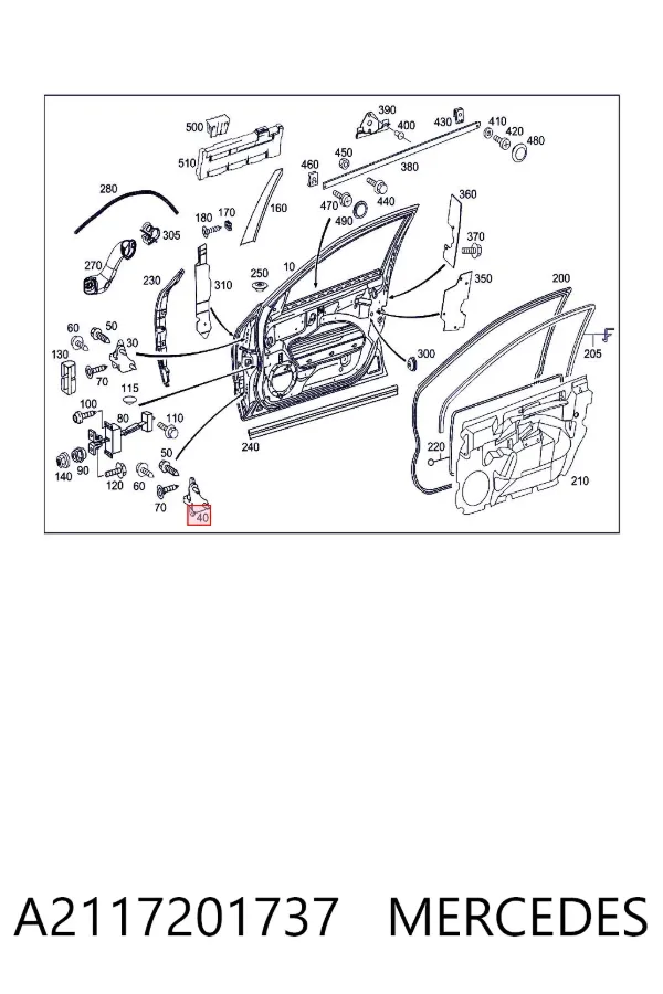 Bisagra de puerta delantera izquierda A2117201737 Mercedes