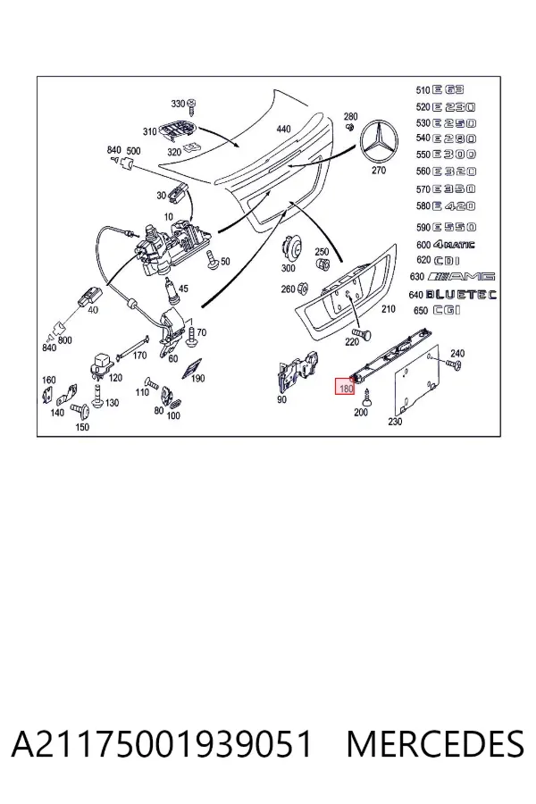Cerradura de maletero A21175001939051 Mercedes
