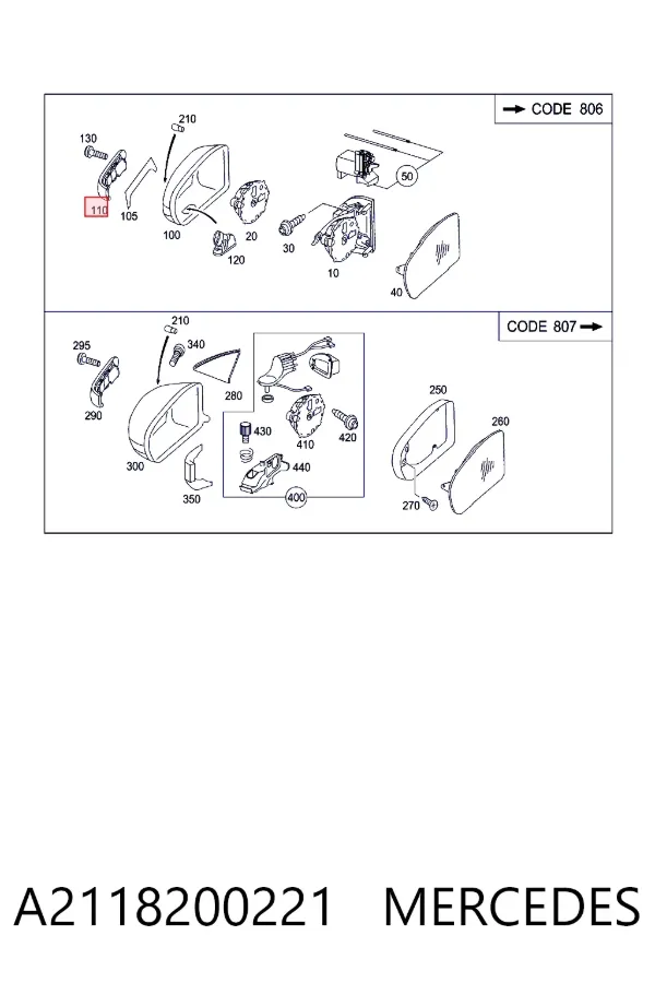 Luz intermitente del espejo retrovisor derecho A2118200221 Mercedes