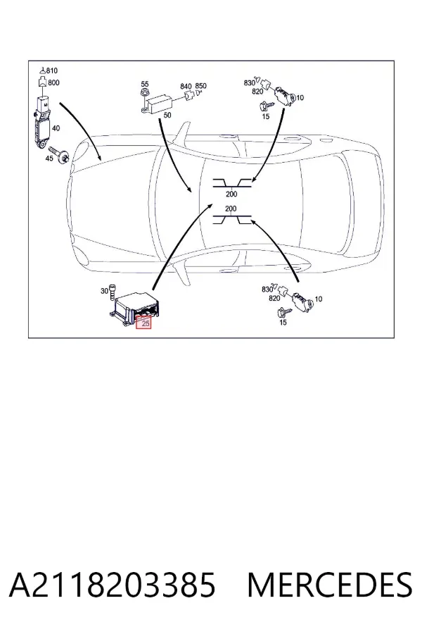 Módulo de control de airbag A2118203385 Mercedes