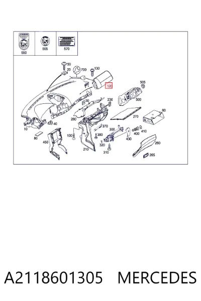 Airbag del pasajero MERCEDES A2118601305