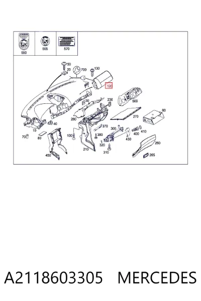 Airbag del pasajero MERCEDES A2118603305