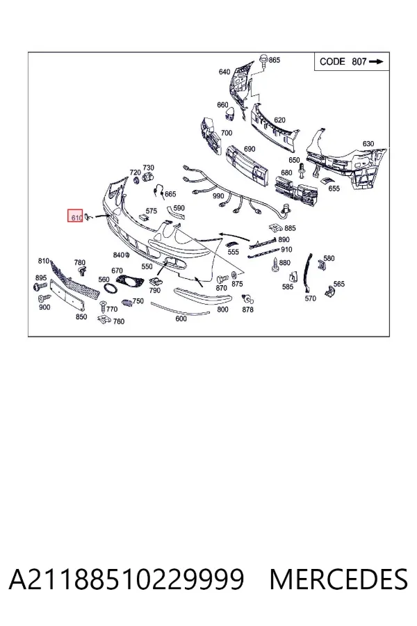 Tapa del enganche de remolcado delantera A21188510229999 Mercedes