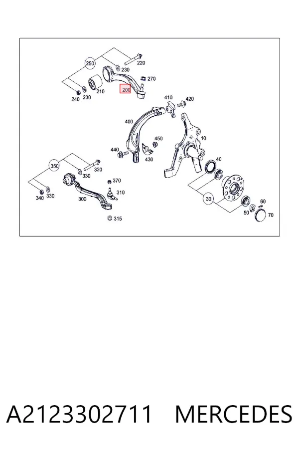 Brazo superior izquierdo de la suspensión delantera A2123302711 Mercedes