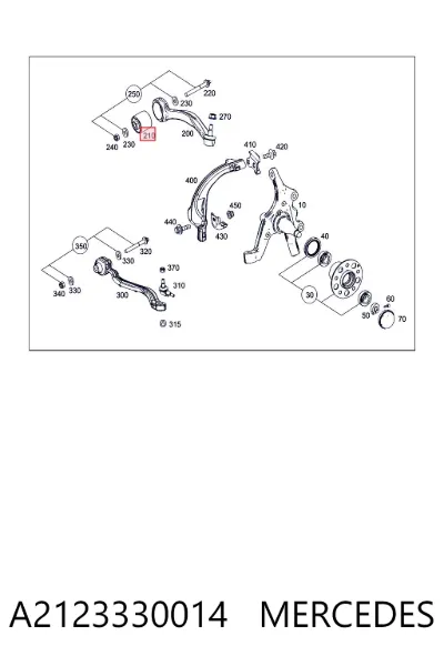 Buje del brazo de suspensión delantero superior MERCEDES A2123330014