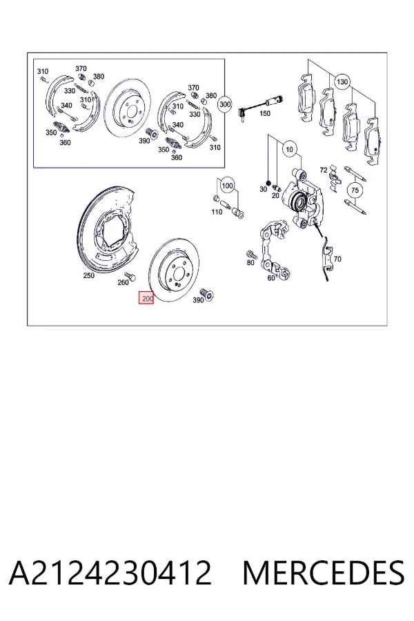 Disco de freno trasero A2124230412 Mercedes