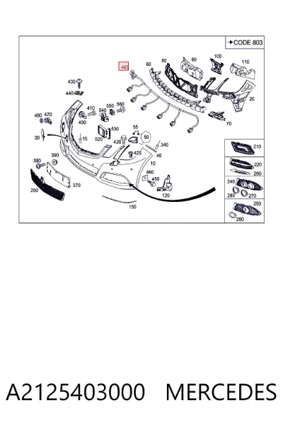 Cable de sensor de aparcamiento del parachoques delantero MERCEDES A2125403000