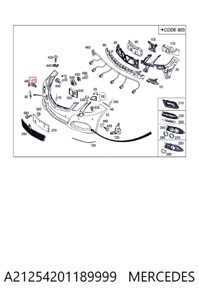 Sensor de aparcamiento delantero lateral MERCEDES A21254201189999