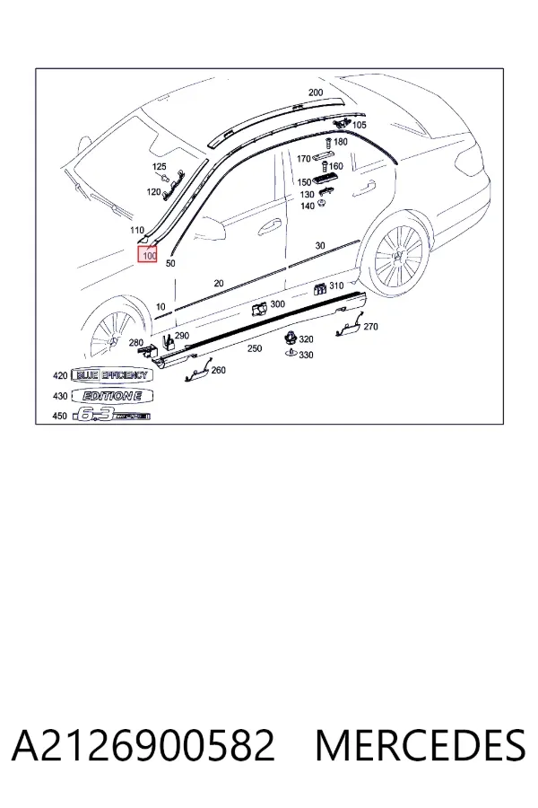 Moldura de techo izquierda A2126900582 Mercedes