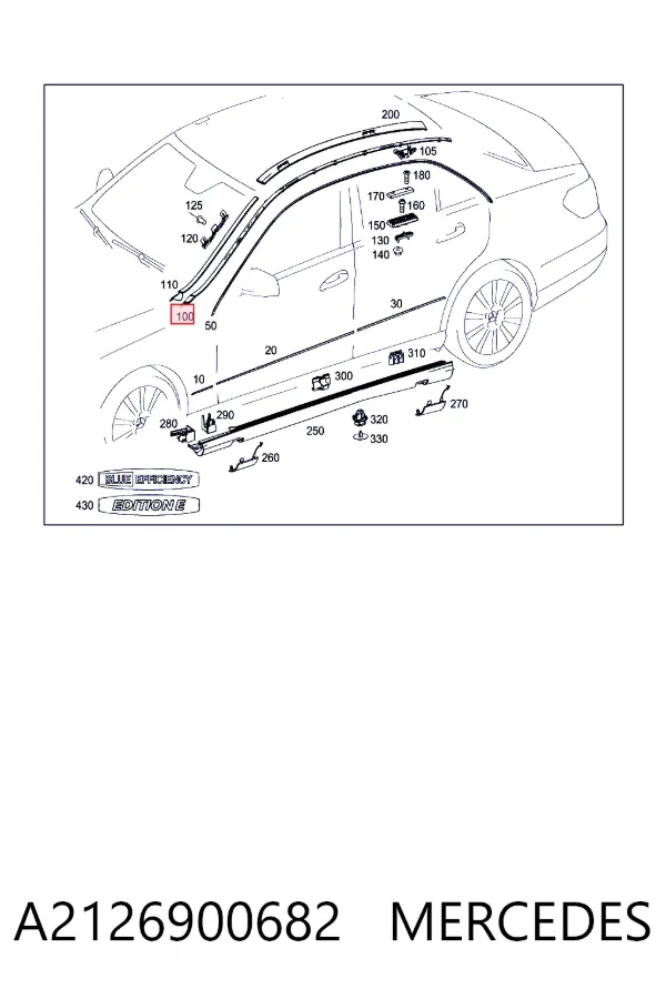 Moldura de techo derecha A2126900682 Mercedes