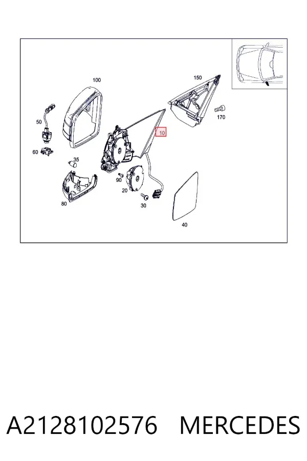 Espejo de retrovisor izquierdo A2128102576 Mercedes