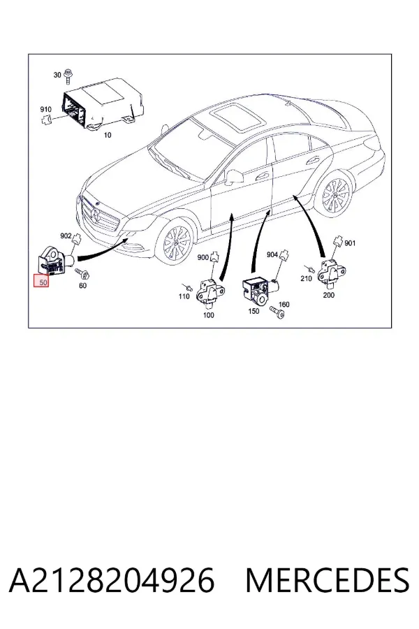 Sensor de airbag delantero A2128204926 Mercedes