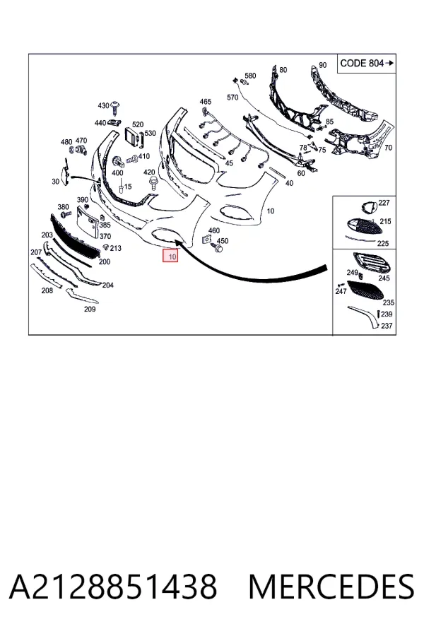 Paragolpes A2128851438 Mercedes