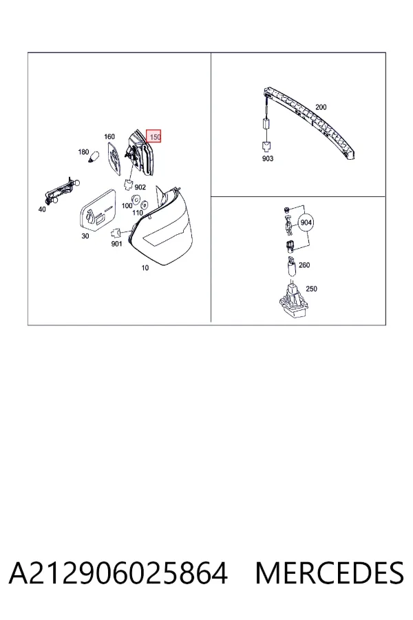 Piloto trasero interior derecho A212906025864 Mercedes