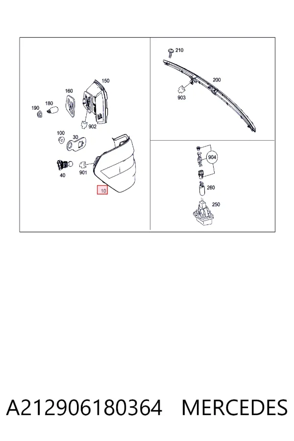 Piloto trasero exterior derecho A212906180364 Mercedes