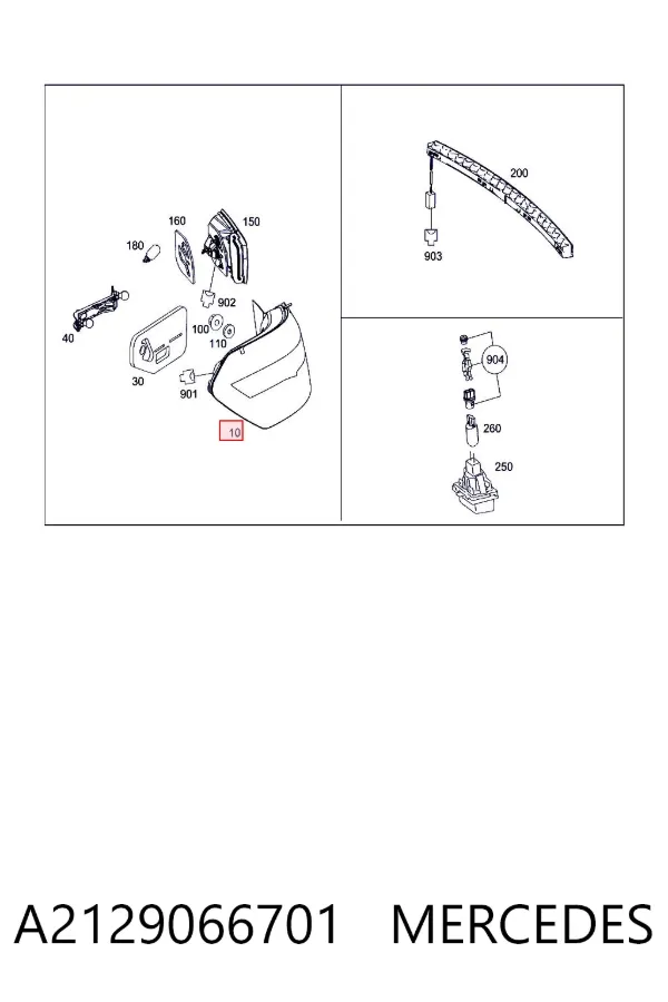 Piloto trasero exterior derecho A2129066701 Mercedes