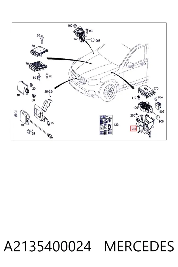 Carcasa de la caja de fusibles A2135400024 Mercedes
