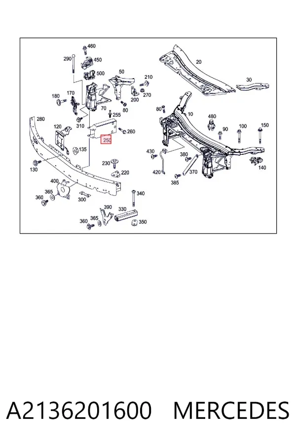 Soporte del refuerzo del parachoques delantero A2136201600 Mercedes