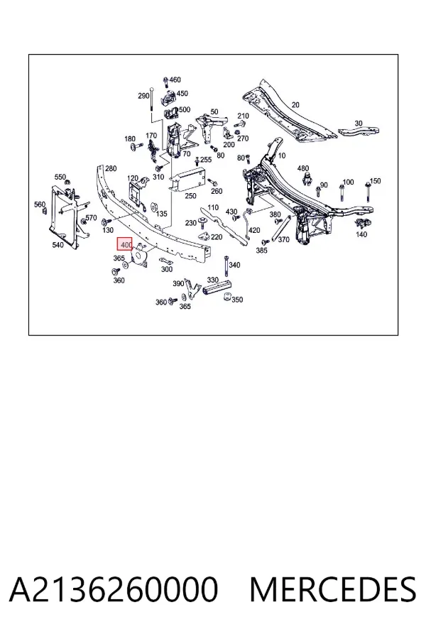 Soporte del refuerzo del parachoques delantero A2136260000 Mercedes
